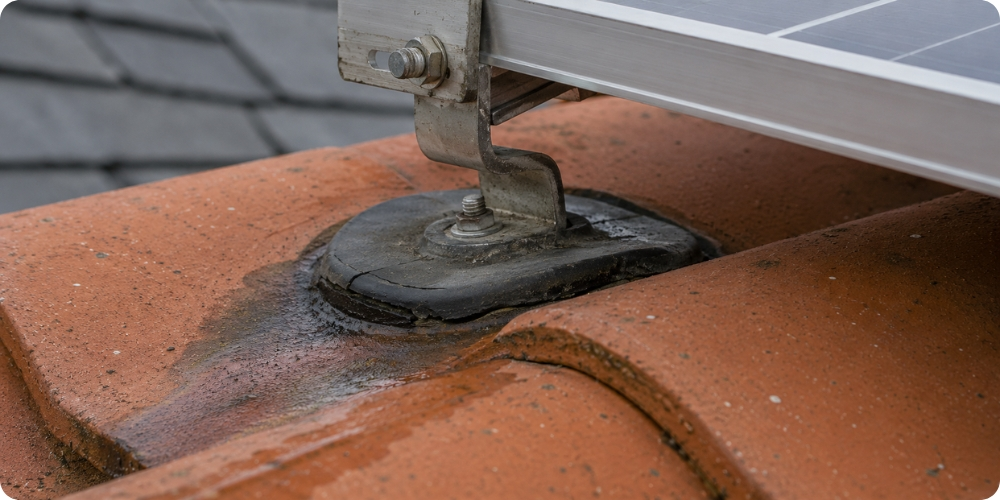 Erreur de fixation panneau solaire causant infiltration toiture