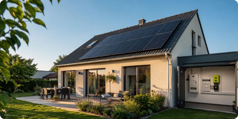 Installation photovoltaïque résidentielle 6 kWc avec attestation Consuel bleue apposée sur tableau électrique