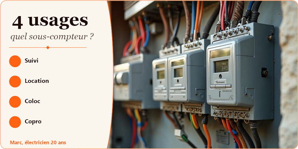 Sous-compteur électrique : les 4 usages en habitation (suivi, location, colocation, copropriété)