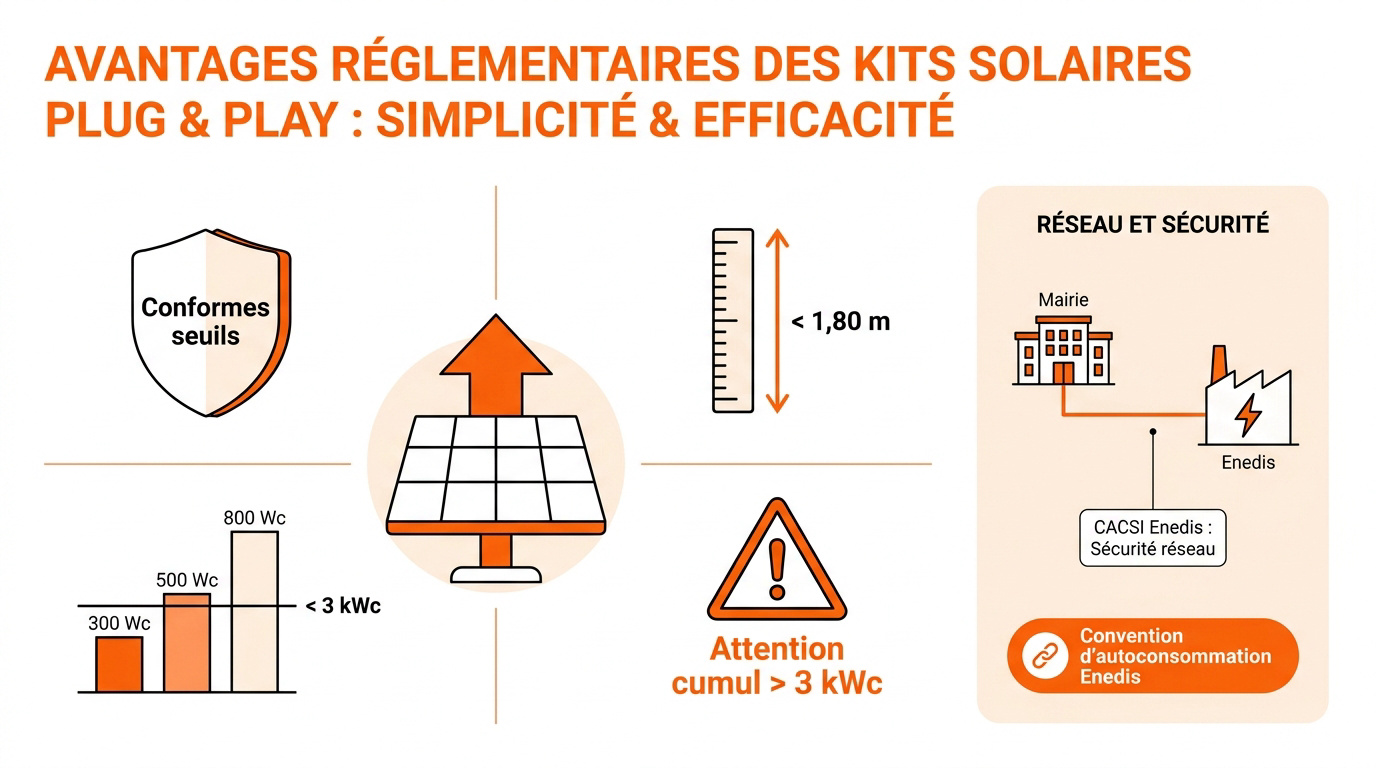 Installation d'un kit solaire plug and play sur un jardin respectant les seuils de hauteur et de puissance pour une pose sans autorisation