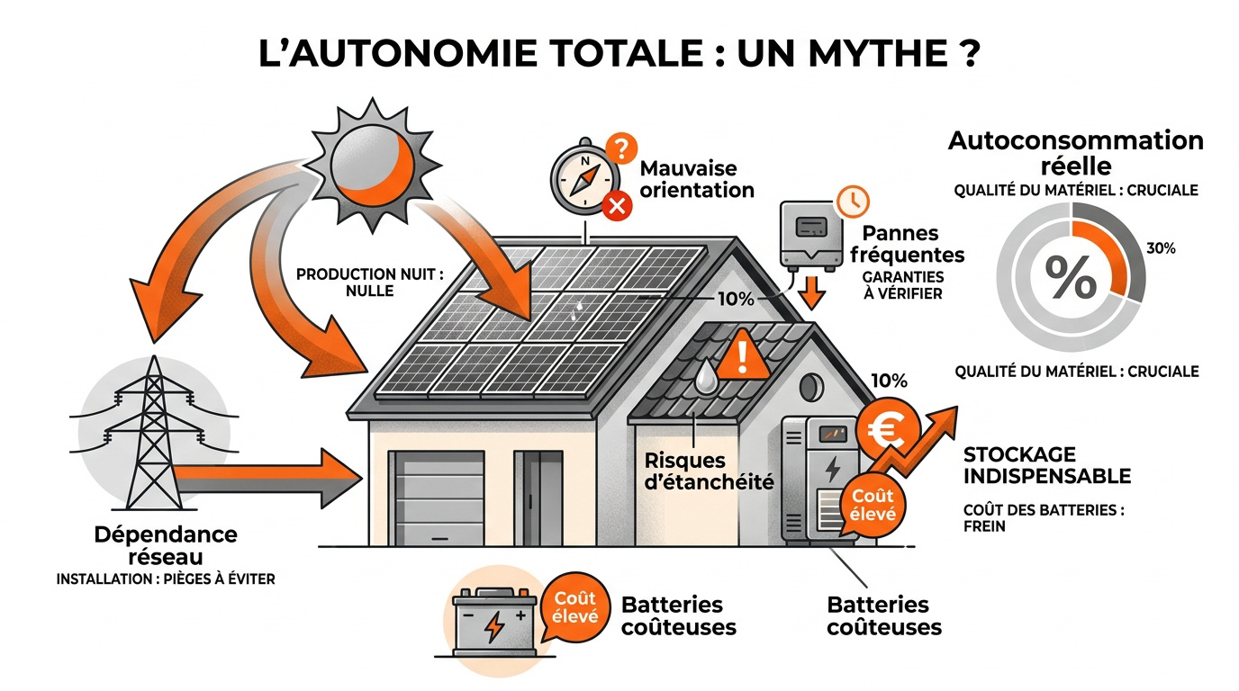 Graphique montrant l'écart entre production solaire et consommation réelle d'un foyer