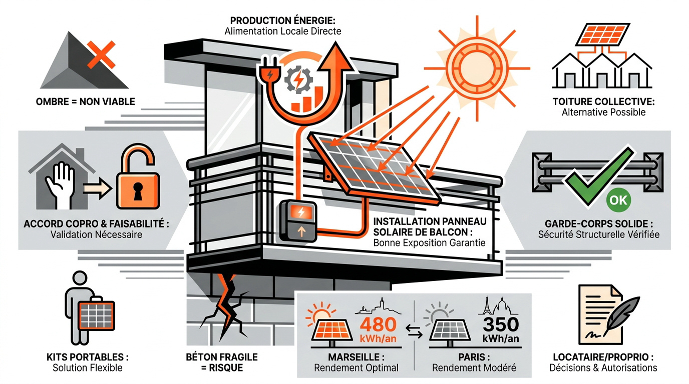 Kit panneau solaire plug and play sur balcon
