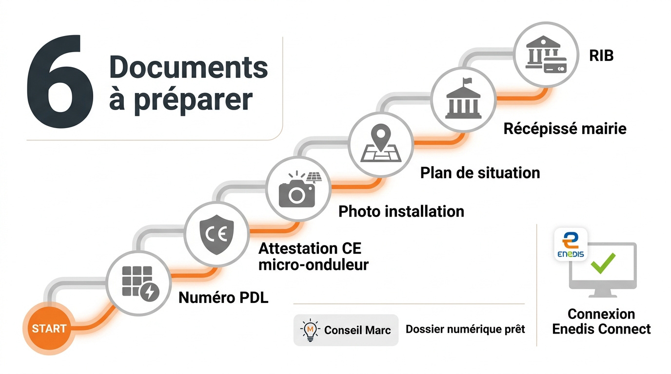 Liste des documents nécessaires pour déclarer un kit solaire sur Enedis Connect