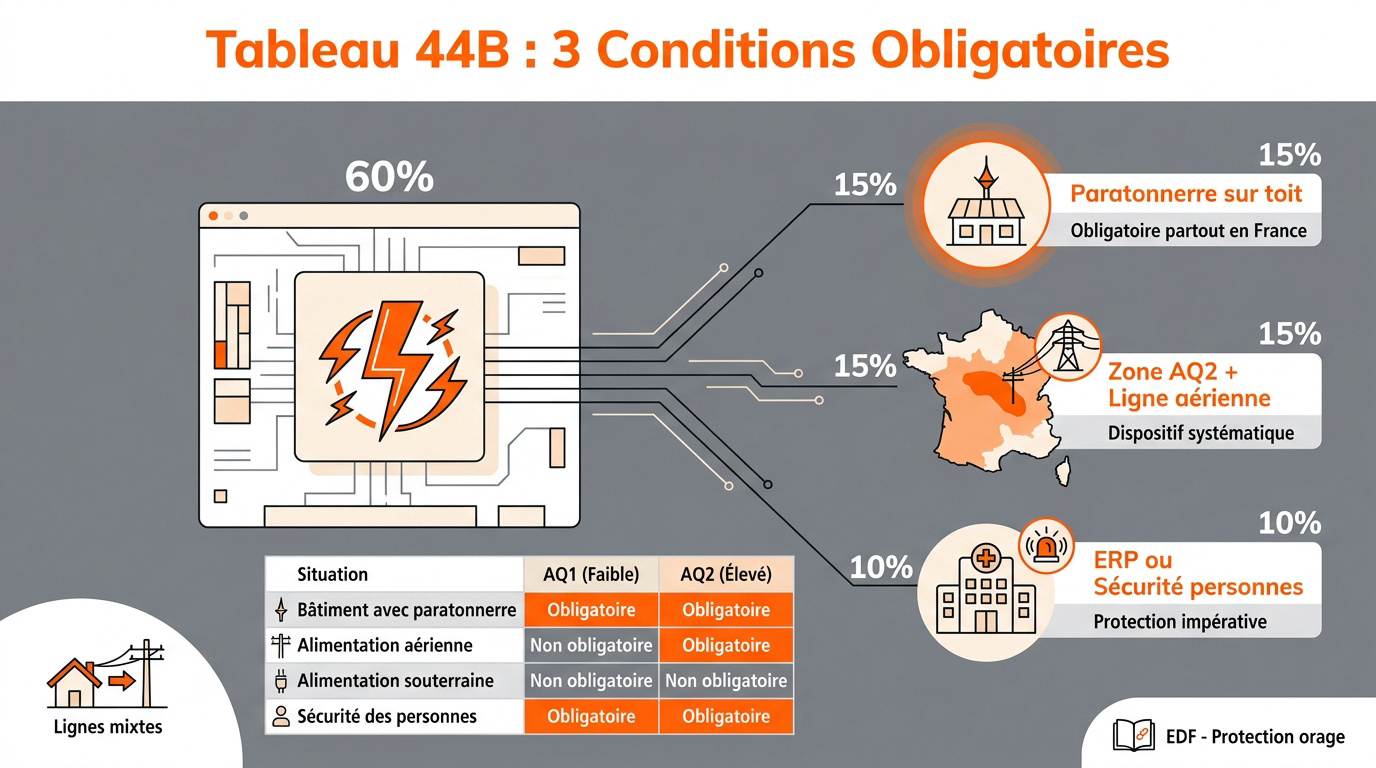 Tableau récapitulatif des obligations de parafoudre selon la norme NF C 15-100