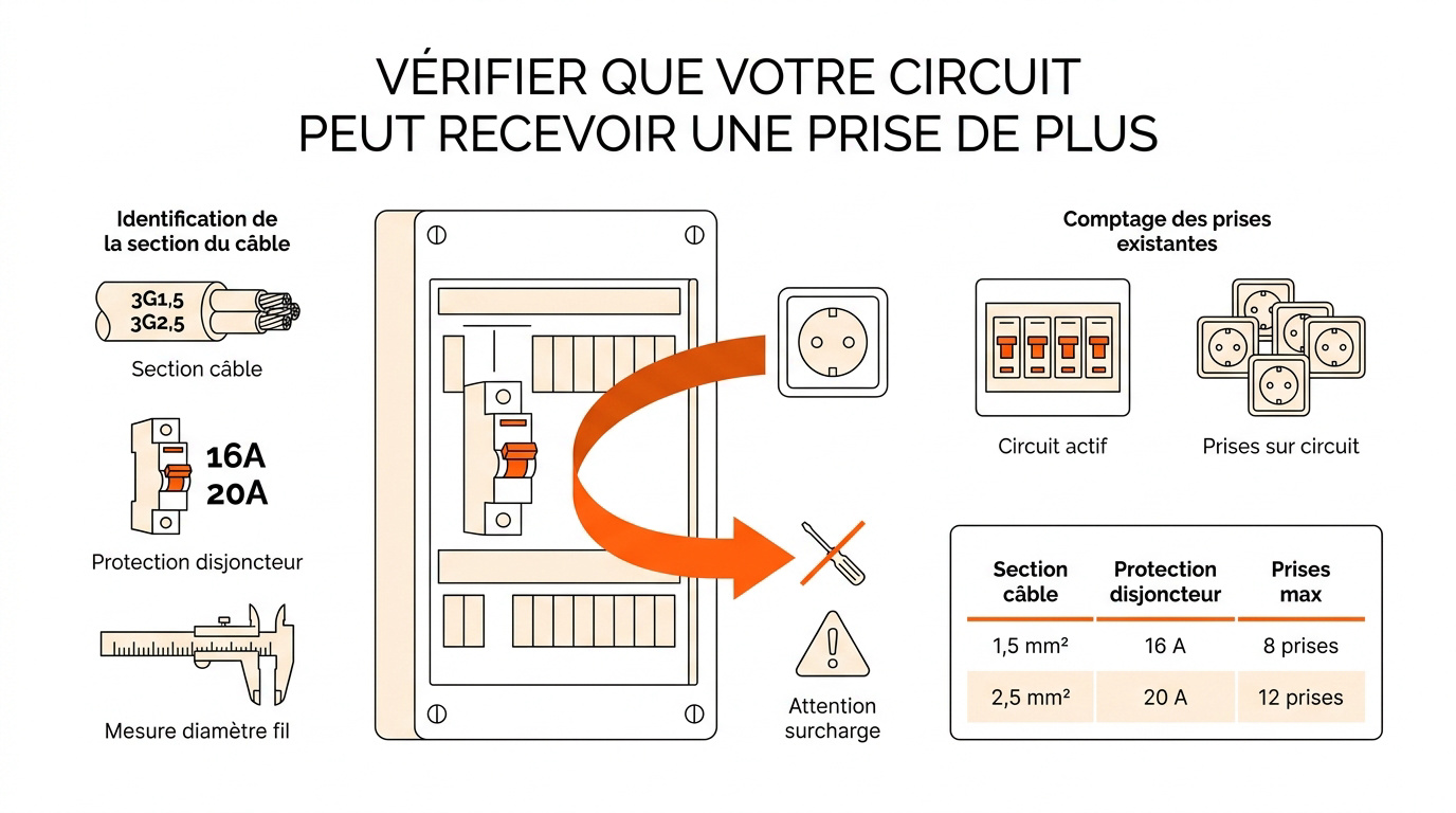 Vérification de la capacité d'un circuit électrique avant le repiquage d'une prise