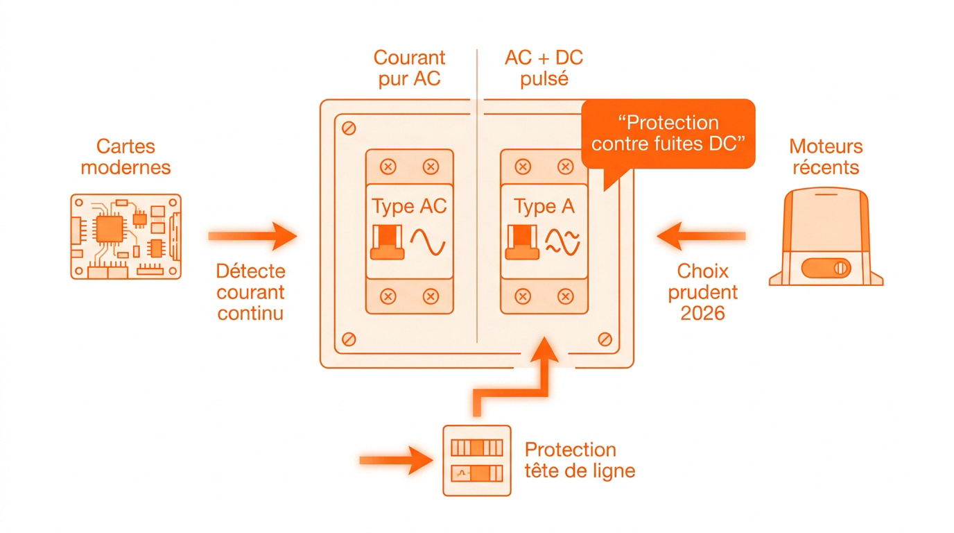 Comparaison entre un interrupteur différentiel de type AC et un modèle de type A pour tableau électrique