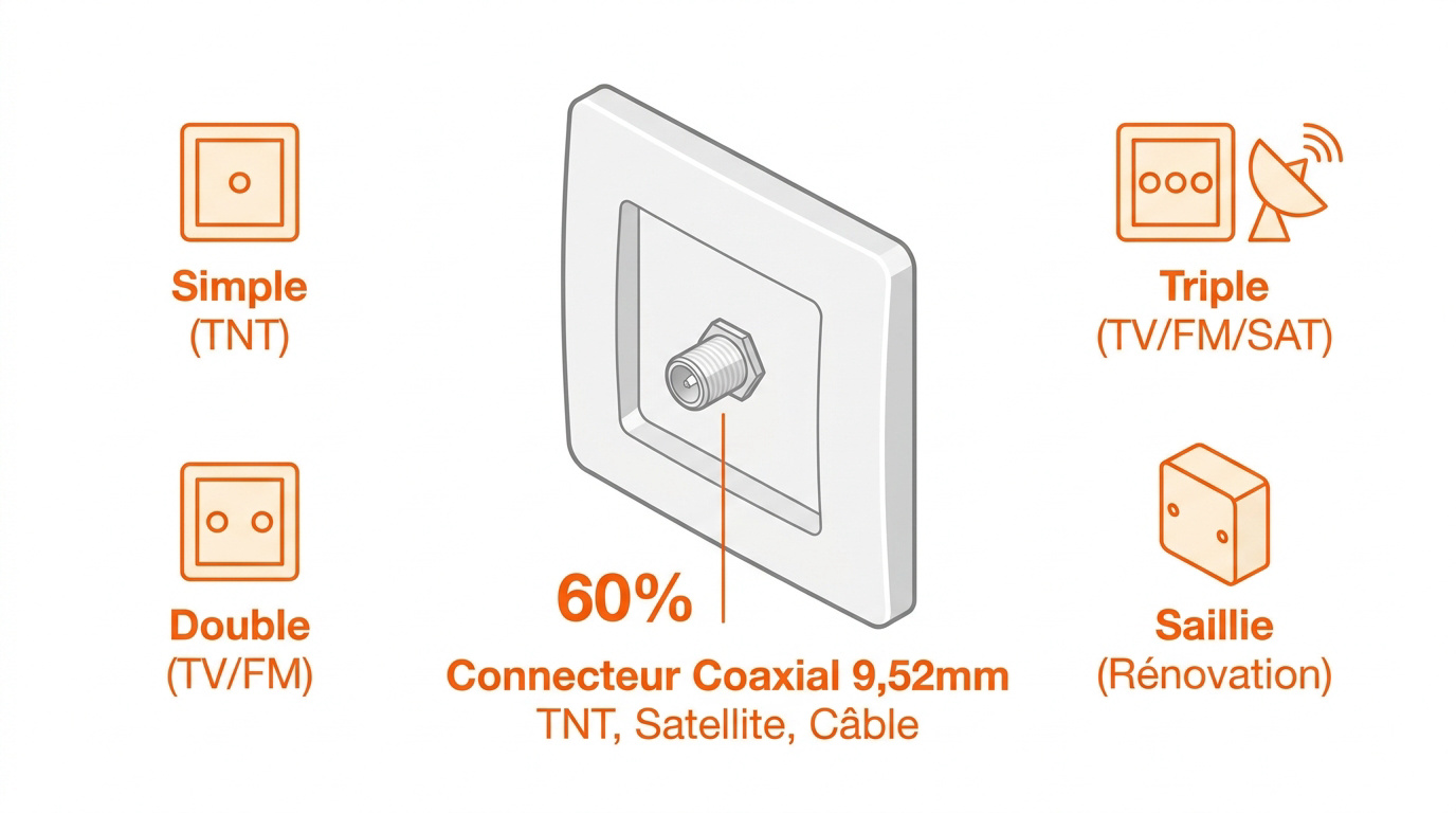 Types de prises TV et connecteur coaxial