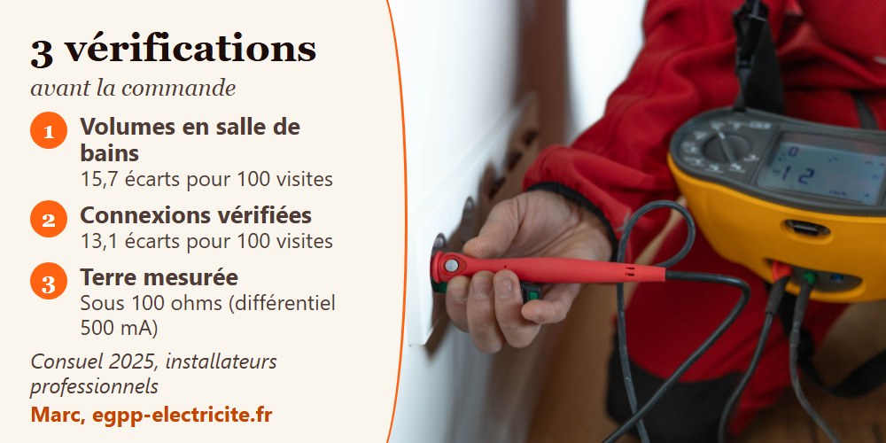 Mesure de la terre au testeur d'installation, et trois vérifications à faire avant de commander le Consuel électrique